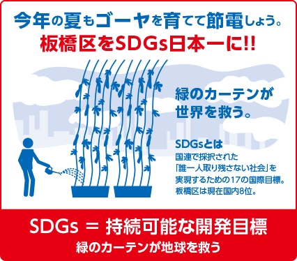 坂本あずまおの政策 今年の夏もゴーヤを育てて節電しょう。板橋区をSDGs日本一に！！